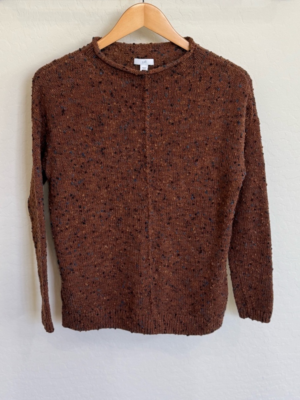 J.Jill Brown Speckled Donegal-Style Mock Neck Knit Sweater - Women's Size XS EUC